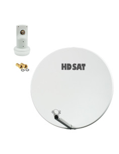 HDSAT PARABOLE 75CM FIBRE COMPOSITE + BRIDES INOX + LNB Single Universel HD 4K 0,1dB