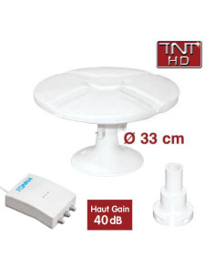 TONNA Antenne TNT HD Omnidirectionnelle Gain 40dB !! Camping Car + Ampli 2 sorties