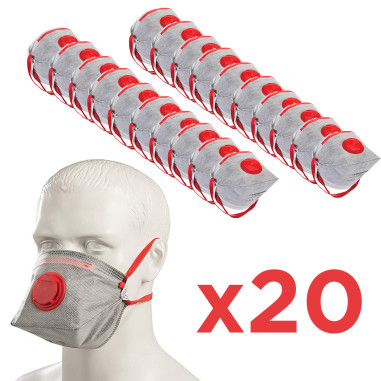 Pack 20 Masques FFP3 mieux que FFP2 pliable EN 149 avec Valve d'expiration
