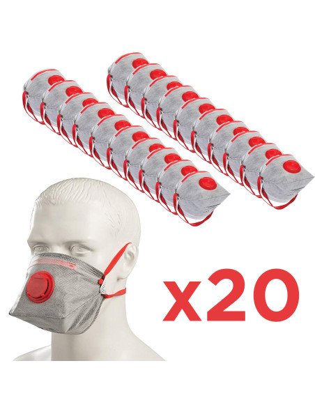 Pack 20 Masques FFP3 mieux que FFP2 pliable EN 149 avec Valve d'expiration