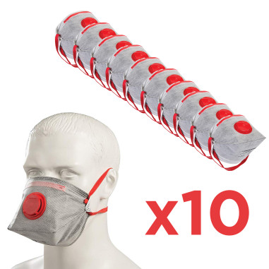 Pack 10 Masques FFP3 mieux que FFP2 pliable EN 149 avec Valve d'expiration