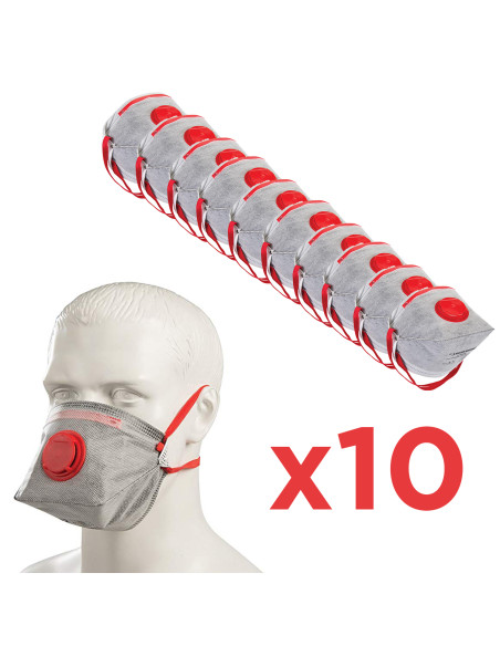 Pack 10 Masques FFP3 mieux que FFP2 pliable EN 149 avec Valve d'expiration