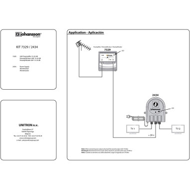 JOHANSSON Kit Préampli de mat 5G LTE 700 Canaux 21 à 48 Gain 15 - 35dB tnt kit 7329
