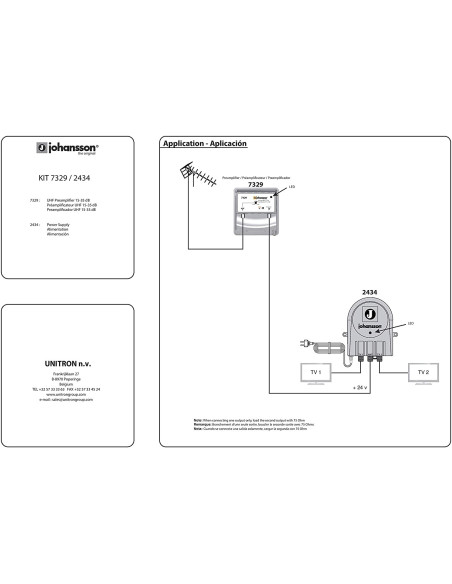 JOHANSSON Kit Préampli de mat 5G LTE 700 Canaux 21 à 48 Gain 15 - 35dB tnt kit 7329