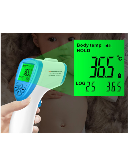 BZ-R6 Thermometre IR Infrarouge Frontal Sans Contact Température Bébé Adulte