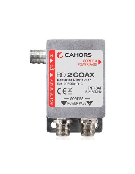 CAHORS BD-2-COAX Boitier De Distribution 1 Entree Coax Et 2 Sorties Coax