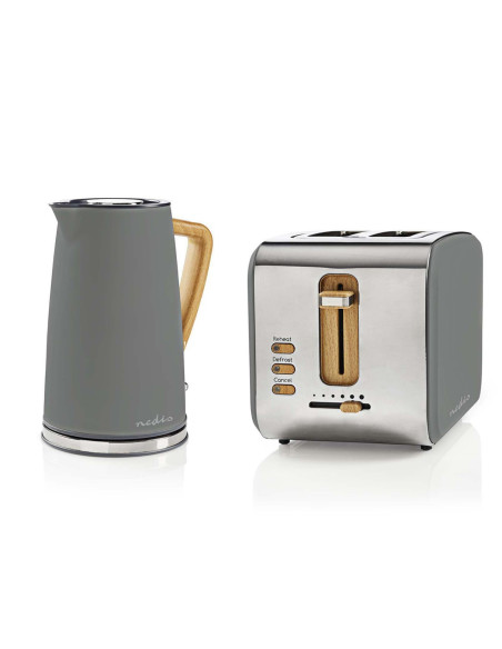 PACK Soft Touch Bouilloire 1.7L + Grille Pain Gris 900w