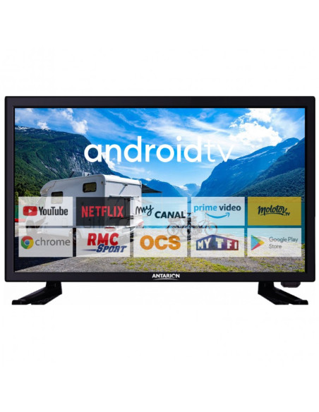 ANTARION Téléviseur 22" (55 cm) ANDROID Bluetooth Connect Netflix RMC Sport Camping Car Bateau 12/24/220V Smart TV