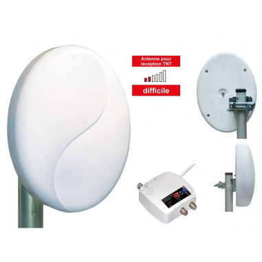 ELAP Antenne TNT PATCH HD 50 - Amplifiée - Gain 50 dB + ampli / alimentation 5/12/24/220 V - 2 sorties TV - IDÉAL MOBILHOME