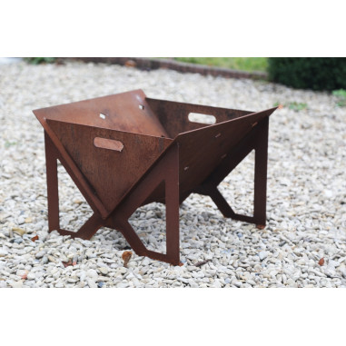 BRASERO en ACIER CORTEN Gris Métal  Barbecue 54.5x50x40cm