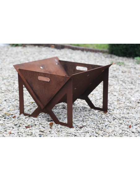 BRASERO en ACIER CORTEN Gris Métal  Barbecue 54.5x50x40cm