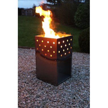 BRASERO en ACIER CORTEN Gris métal Barbecue 36x36x61cm