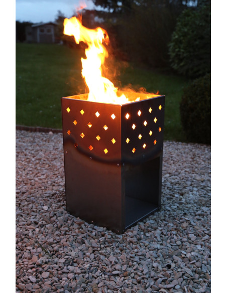 BRASERO en ACIER CORTEN Gris métal Barbecue 36x36x61cm