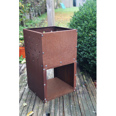 BRASERO en ACIER CORTEN Gris métal Barbecue 36x36x61cm