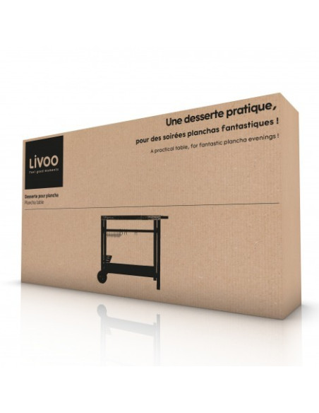 LIVOO Desserte pour Plancha Mobile sur roulette avec rangements