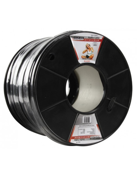 KÖNIG Câble haut-parleur PRO Blindé en bobine 3x 0.14 mm² 100 m Noir