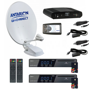 Pack Parabole Satellite Automatique 85cm TWIN SKEW + 2x Récepteurs TNTSAT HD + Positionneur