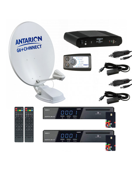 Pack Parabole Satellite Automatique 85cm TWIN SKEW + 2x Récepteurs TNTSAT HD + Positionneur