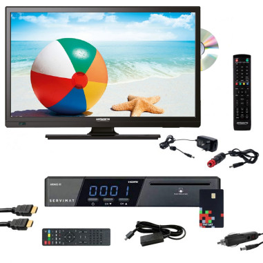 Pack TV LED 19" 48cm Téléviseur HD DVD intégré + Récepteur Satellite TNTSAT