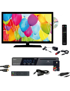 Pack Téléviseur 22" DVD Intégré Camping-Car 12V/220v + Récepteur Satellite TNTSAT