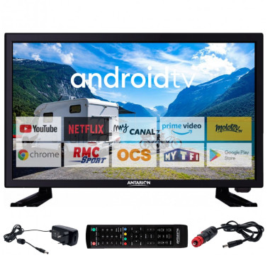 ANTARION TV LED 22" 55cm Téléviseur FULL HD ANDROID Bluetooth Smart TV Camping Car