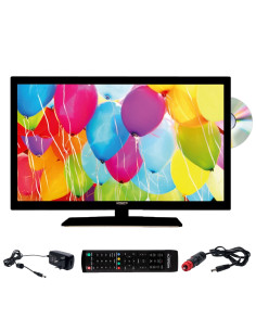Pack Téléviseur 22" DVD Intégré Camping-Car 12V/220v + Récepteur Satellite TNTSAT 2