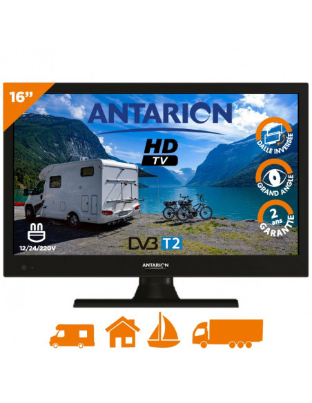 Pack ANTARION TV 16" 40cm Téléviseur Camping-Car + Récepteur Satellite TNTSAT