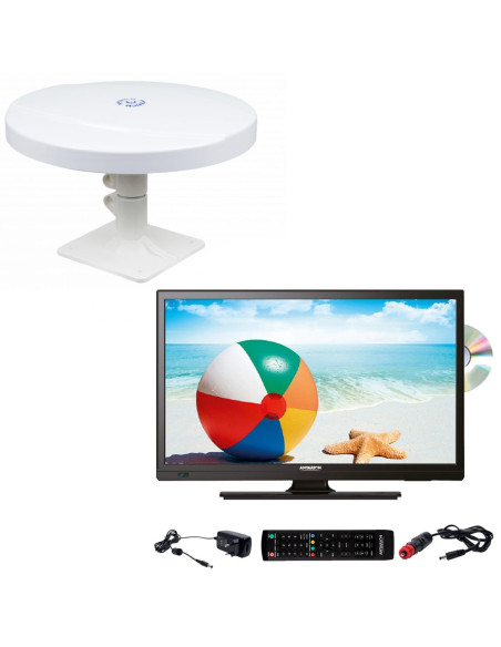 Pack ANTARION TV LED 19" 48cm Téléviseur HD DVD intégré + Antenne TNT Omnidirectionnelle