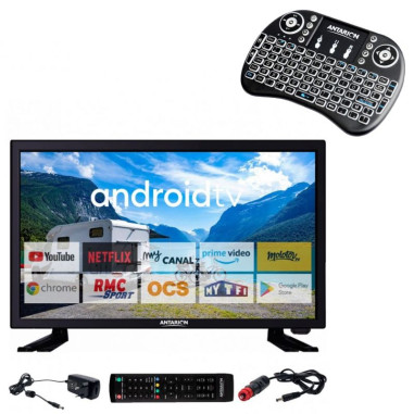 Pack ANTARION TV LED 22" 55cm Téléviseur HD Connecté 12V + Clavier Ergonomique