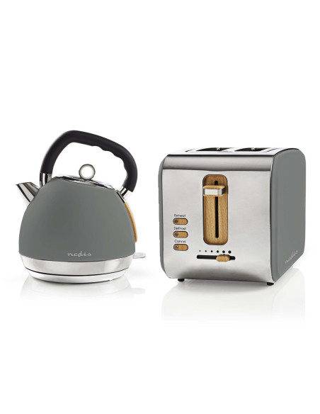 Pack Soft Touch Bouilloire 1.8L + Grille Pain Gris  900W