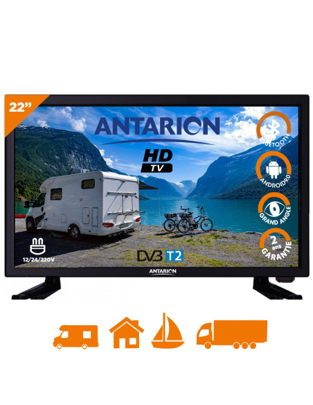 ANTARION TV 22" 55CM SMART ANDROID 9.0 Televiseur WIFI CONNECT 12V 24V 220V