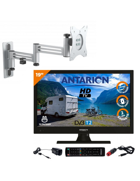 ANTARION TELEVISEUR LED 19" 48CM TV CAMPING CAR BATEAU 12V 220V