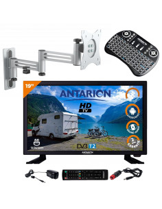 ANTARION TV LED 19" 48cm Téléviseur HD Bluetooth ANDROID + Support TV Double Bras