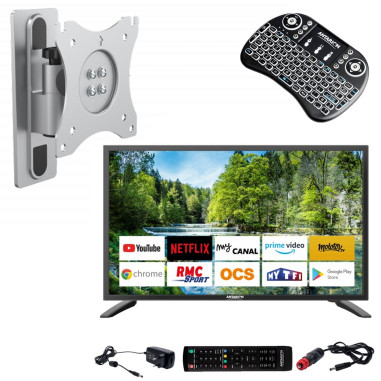 TV Android 14 Antarion 23,5 Pouces – Pour Camping-car, Fourgon, Bateau, 12V/24V/220V, WiFi Et Bluetooth