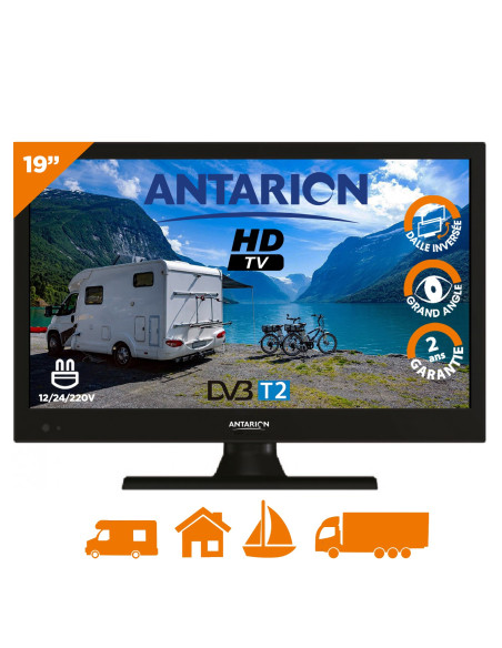 ANTARION TELEVISEUR LED 19" 48CM TV CAMPING CAR BATEAU 12V 220V