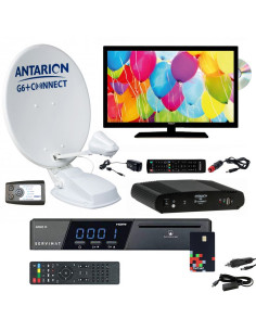 Pack Parabole Satellite Automatique 72cm + Téléviseur 22" DVD Intégré + Récepteur TNTSAT HD