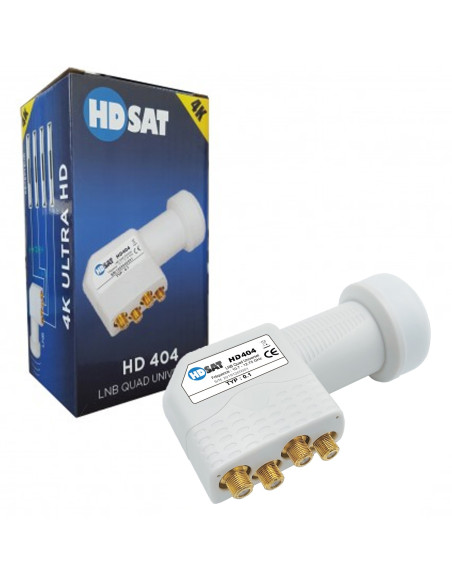 HDSAT HD404 LNB Quad Full HD 4K Tête Parabole 4 sorties 0,1dB Gain 70dB !!
