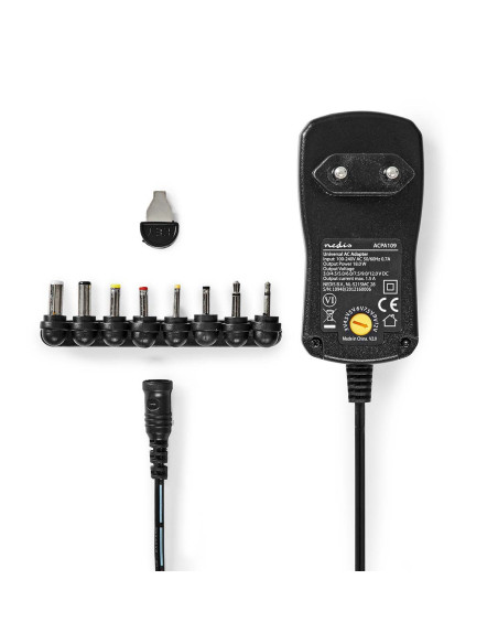 Adaptateur secteur universel  18 W  3 - 12 V DC  1.10 m  1.5 A  8 plug