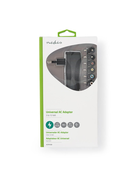 Adaptateur secteur universel  18 W  3 - 12 V DC  1.10 m  1.5 A  8 plug