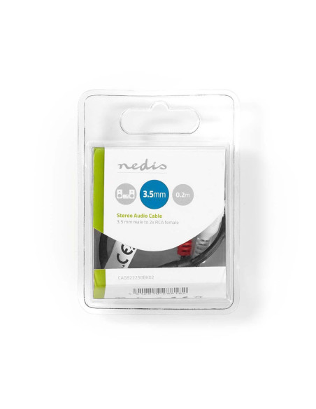 Câble audio stéréo  3.5 mm Mâle  2x RCA Femelle  Plaqué nickel  0.20 m