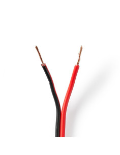 Câble haut parleur  2x 0.75 mm²  CCA  100.0 m  Rond  PVC  Noir / Rouge
