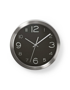 Horloge murale  Diamètre: 300 mm  Acier  Argent / Noir