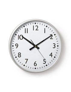 Horloge murale  Diamètre: 380 mm  Plastique  Argent / Blanc