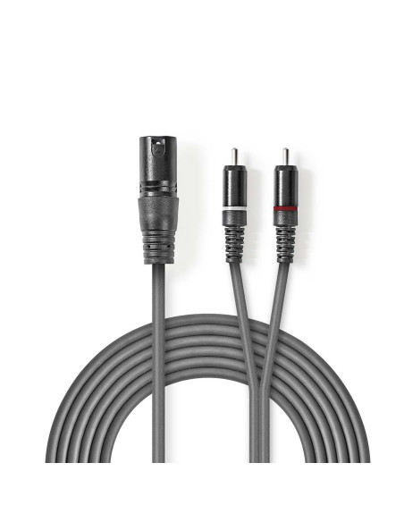 Câble Audio XLR Symétrique  XLR 3-Pin Mâle  2x RCA Male  Plaqué nickel