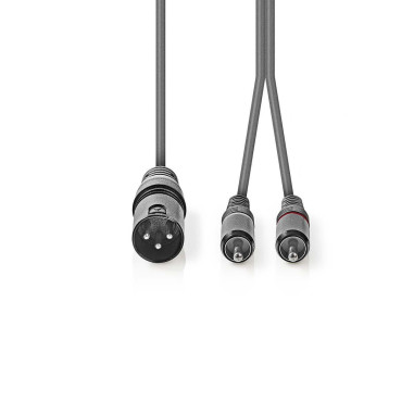 Câble Audio XLR Symétrique  XLR 3-Pin Mâle  2x RCA Male  Plaqué nickel