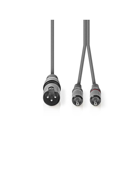 Câble Audio XLR Symétrique  XLR 3-Pin Mâle  2x RCA Male  Plaqué nickel