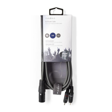 Câble Audio XLR Symétrique  XLR 3-Pin Mâle  2x RCA Male  Plaqué nickel
