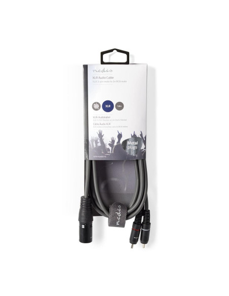 Câble Audio XLR Symétrique  XLR 3-Pin Mâle  2x RCA Male  Plaqué nickel