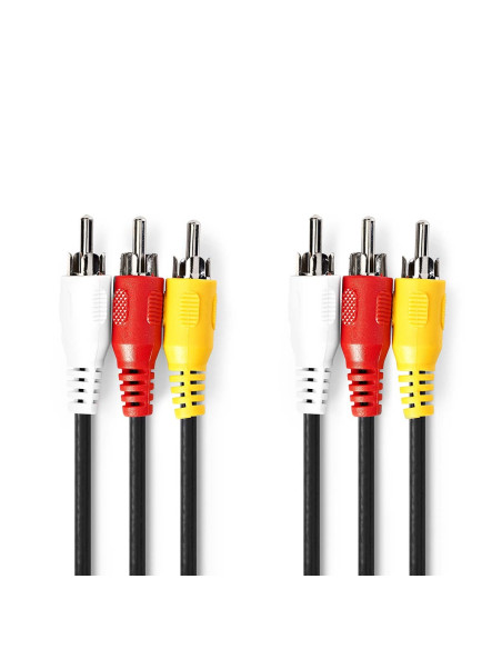 Câble vidéo composite  3x RCA mâle  3x RCA mâle  Plaqué nickel  480p