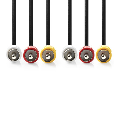 Câble vidéo composite  3x RCA mâle  3x RCA mâle  Plaqué nickel  480p
